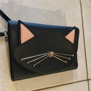 Kate Spade Jazz Things Up Cat Winni Clutch Crossbody, Black - Like New!